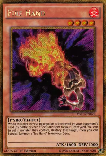 Fire Hand - PGL3-EN022 - Gold Secret Rare - 1st Edition - YuGiOh