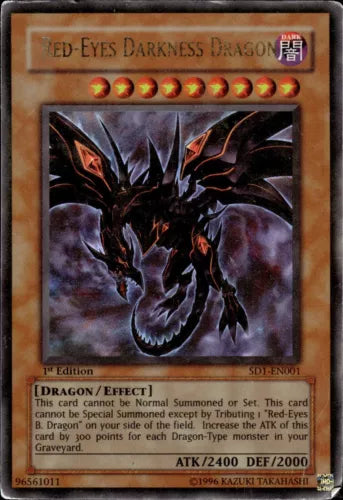 Red-Eyes Darkness Dragon - SD1-EN001 - Ultra Rare - 1st Edition - YuGiOh LP