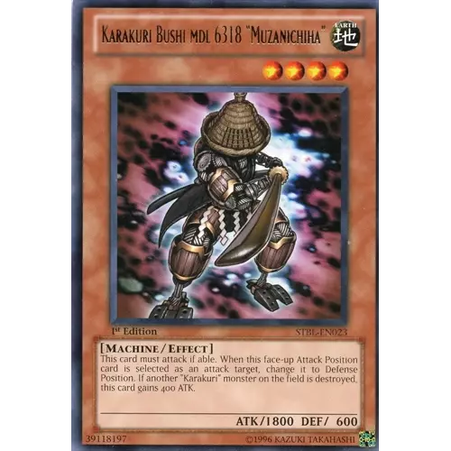 Karakuri Bushi mdl 6318 "Muzanichiha" - STBL-EN023 - Rare - 1st Edition - YuGiOh