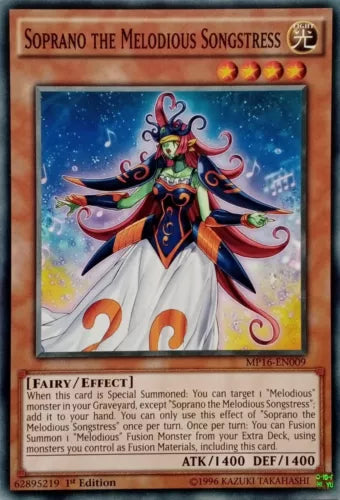 Soprano the Melodious Songstress - MP16-EN009 - Common - 1st Edition - YuGiOh