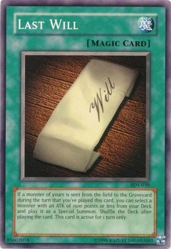 Last Will - SDY-039 - Common - Unlimited Edition - YuGiOh LP