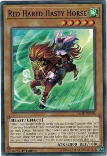 Red Hared Hasty Horse - FLOD-EN034 - Common - Mixed Editions - YuGiOh