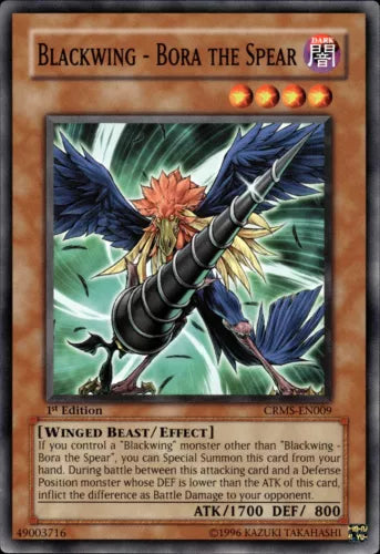 Blackwing - Bora the Spear - CRMS-EN009 - Common - 1st Edition - YuGiOh