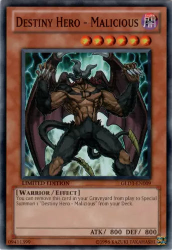 Destiny Hero - Malicious - GLD3-EN009 - Common - Limited Edition - YuGiOh