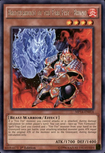 Brotherhood of the Fire Fist - Rhino - MP14-EN014 - Rare - 1st Edition - YuGiOh